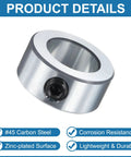 Six Piece Set Screw Shaft Collars For Three Quarter Inch Bore Hollow Style Zinc Plated Carbon Steel With One And A Quarter Inch Outside Diameter