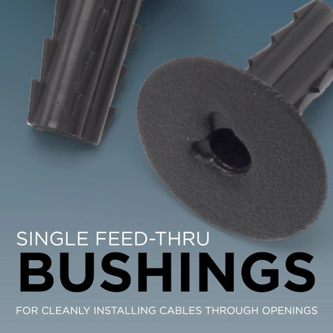 Single Feed-Through Bushing For RG6 Coax Cable, Clean Wall Pass-Through Grommet For Low Voltage Wires, Indoor Outdoor Use, Durable Shielded Installation, Keeps Cables Safe And Neat For Quick No Fuss Setup, black plastic wall bushing