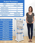 Three Tier Rolling Laundry Cart With Wheels For Bathroom And Bedroom, 360 Degree Spinner Laundry Organizer next to a person for scale.