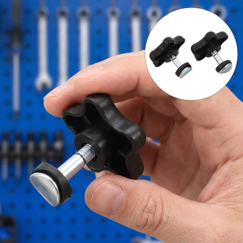Person holding part of the Star Hand Knob Threaded Adjustment Handle Set With Plastic Clamping Knob Screw And Nut For Industrial Equipment Fixtures.
