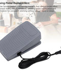 Top Shelf Foot Controller Pedal For Home Sewing Machines With Attached Cord Dead Even Speed Control Compatible With Eversewn Singer Huskystar Models Ironclad Replacement Piece, grey sewing pedal shown at an angle.