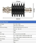 Beefed Up High Power 30dB BNC Attenuator 10W 50 Ohm Coax RF Attenuator 3GHz Male To Female Connector with technical data sheet