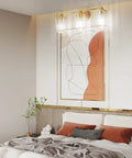 Gold vanity light fixture with crystal accents over modern decor, illustrating 3 Light Gold Vanity Light Fixture For Bathroom With Crystal Accents Over Mirror, Dimmable E26 Sockets, Modern Gold Bath Lighting Upgrade, Bulbs Not Included, Easy Install And Sleek Look setup.