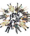 12 Pack US Military Toy Soldiers Action Figures with Realistic Weapons Gear arranged in a circle