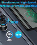 48W USB C Car Charger With Built In 30W Type C Cable Fast Charge Android Car Adapter charging devices simultaneously in car