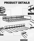 Detailed diagram of Heavy Duty Floating Power Tool Organizer Wall Mount Rack For Tools And Drills Two Pack Garage Storage Solution