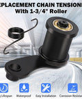 Heavy Duty Metal Chain Tensioner Spring Kit With 1-75 Inch Roller For Coleman Powersports CT200U EX And EXR ATVs, black roller and spring