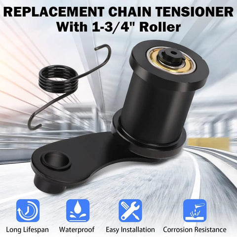 Heavy Duty Metal Chain Tensioner Spring Kit With 1-75 Inch Roller For Coleman Powersports CT200U EX And EXR ATVs, black roller and spring