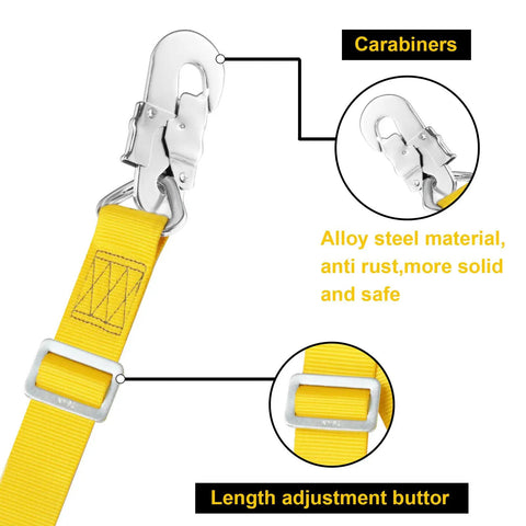 Hunting Safety Harness For Tree Climbing With Adjustable Lanyards And Restraint Straps Hands Free Fall Protection Belt carabiner