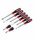 Bi-Material Eight Piece Screwdriver Set With Durable Black Oxide Tips, Quick Rotation Control, And Textured Torque Grip
