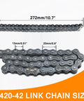 Front 420 Roller Chain 42 and Rear 90 Link Drive Chain Breaker Kit size details for mini bikes
