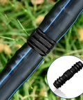 Close-up of barbed connector from All In One 32 Piece Drip Irrigation Fittings Kit For Three Quarter Inch Tubing in use on grass