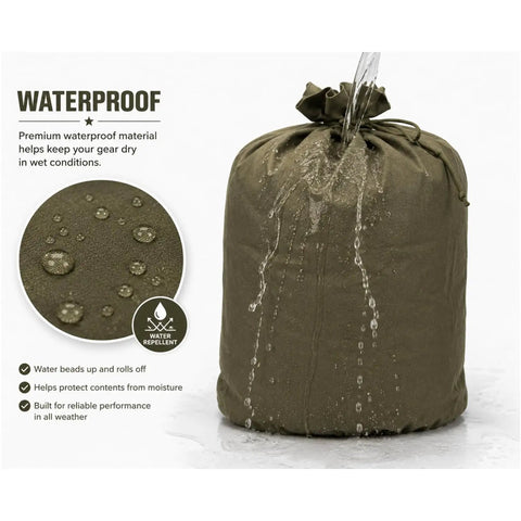 Heavy Duty Waterproof Rubber Laundry Bag For Outdoor Gear And Camping, Olive Drab Green Military Surplus Cloth Tote under water test