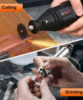 141-Piece Rotary Tool Accessories Kit with 1/8-Inch Shank used for cutting and grinding on wood and metal surfaces.