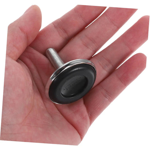 Heavy Duty Adjustable Furniture Levelers And Metal Screw Feet With Grippy Rubber Pads To Fix Wobbly Cabinets Tables Chairs And Dressers Zero Sweat Quick Install in hand showing detail and size.