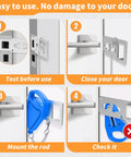 Hotel Safety Portable Door Lock For Inside Use And Privacy Universal Security Jam Lock installation guide showing setup steps