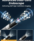 Two Way Articulating Borescope Endoscope Camera With Light Dual Lens 1080P Industrial Inspection Tool lens technology illustration