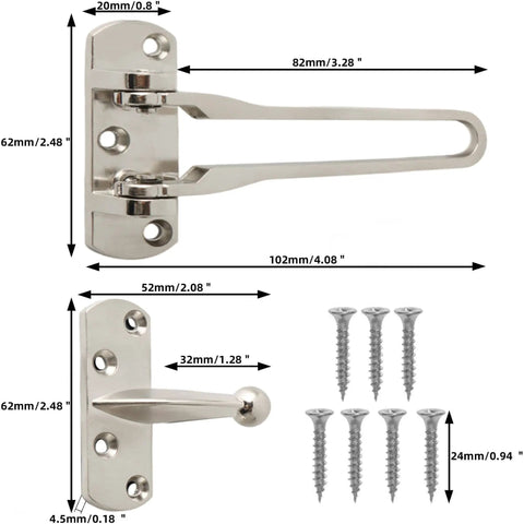 Swing Bar Door Lock For Front And Interior Doors Heavy Duty Brushed Metal Security Latch Built To Last And Kid Safe