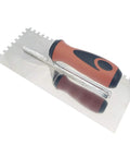 Stainless Steel Square Notch Tile Trowel One Quarter Inch By One Quarter Inch Pro Grade Heavy Duty Construction With Comfort Grip Handle