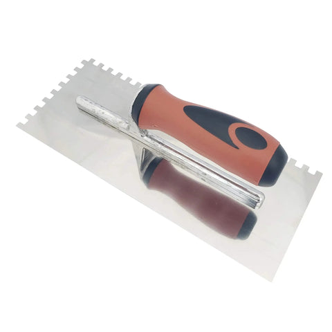 Stainless Steel Square Notch Tile Trowel One Quarter Inch By One Quarter Inch Pro Grade Heavy Duty Construction With Comfort Grip Handle