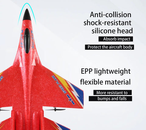 Foam RC Airplanes For Teens And Adults With Gyro Stabilized Flight Easy To Control Remote Control Fighter Jet, red model, top view