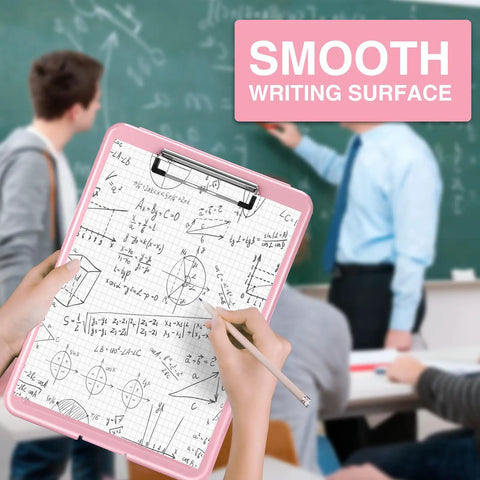 Student using Storage Clipboards With Low Profile Clip For Work And School 8.5x11 Inch Clipboard Case With Snap Closure And Hanging Hole