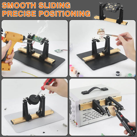 Magnetic PCB Holder With 360 Degree Rotation And Helping Hands for soldering and repair in action