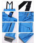 Men's Insulated Snow Pants Waterproof Ski Trousers For Winter Hiking With Leg Zippers And Zippered Pockets, Polyester, Blue
