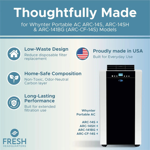 Premium Activated Carbon Replacement Filter For Portable Air Conditioners Knocks Out Funky Odors And Vocs Fits Like A Dream To Arc 14S Models Measuring Seven By Fifteen Inches Keeping Rooms Chill And Super Clean