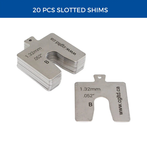 Top Shelf Stainless Steel Slotted Shims 3X3 Inch Square Replacement Pack Precision Layout Gauge for auto tuning, 20 pieces.