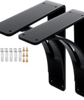 Heavy Duty Shelf Brackets 10 By 12 By 2.5 Inch Two Pack, Steel Triangle Mantel Brackets with installation hardware, matte black