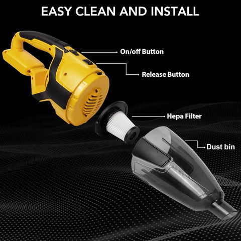 Cordless Handheld Vacuum Cleaner for Home and Car, 8000Pa Powerful Suction, 120W Motor, parts labeled for easy assembly.