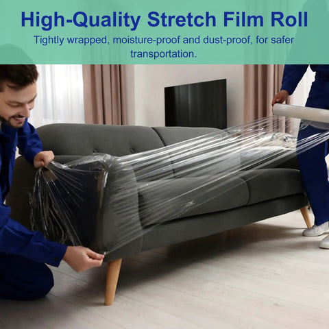 Heavy Duty Stretch Film Roll 15 Inch Wide 196.8 Feet Long 60 Gauge Plastic Wrap for Pallet Wrapping Furniture Moving and Protection