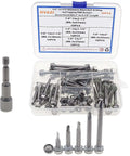 Self Drilling TEK Screws Kit For Metals In 410 Stainless Steel With Hex Head M6.3 Threads 50 pieces displayed in kit box