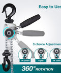 Mini Chain Hoist 550 Pound Portable Lever Hoist 10ft 1/4 Ton Mini Puller With 3M Chain Hoist And 2 Heavy Duty Hooks close-up