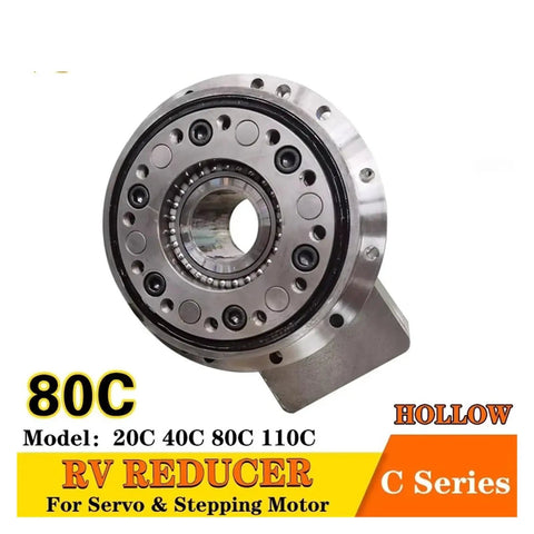 Top Tier High Precision Cycloidal Pinwheel Rv Reducer With Hollow Gearbox And 130Mm Flange For Industrial Robotics And Cnc Builds That Run Smooth And Handle Daily Grind Effortlessly, showcasing 80C model with hollow design.