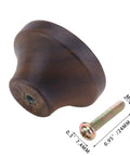Six Piece Round Wooden Drawer Knobs With One Hole 1.56 Inch Cabinet Handles For Dresser Kitchen Cabinets And DIY Furniture Projects Smooth Sanded Solid Wood Pulls walnut knob with M4 screw, 0.95 in x 7.4 mm