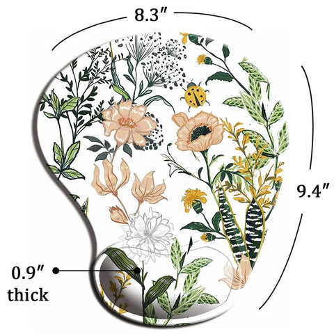 Ergonomic Mouse Pad With Wrist Support Non Slip PU Base Cute Floral Pattern For Home Office Study And Gaming Easy Typing Pain Relief