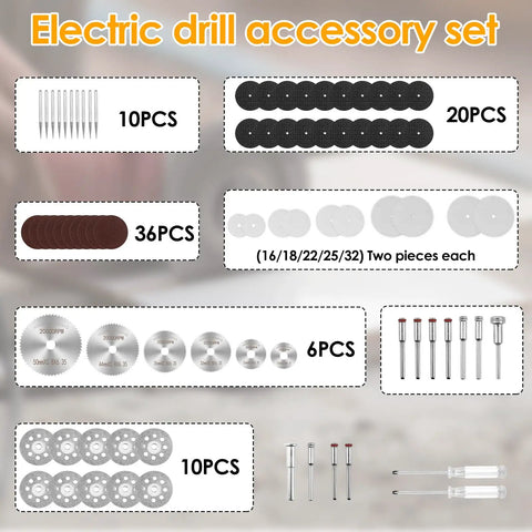 115Pcs Cutting Discs Set For Rotary Tool Accessories With HSS Circular Saw Blades Diamond Cutting Wheel Resin Cutting Discs Diagram