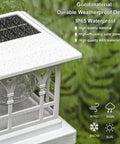 Close-up of Solar Post Lights Outdoor Fence And Deck Lights for 3.5x3.5 to 5x5 Posts with raindrops on IP65 waterproof ABS shell.