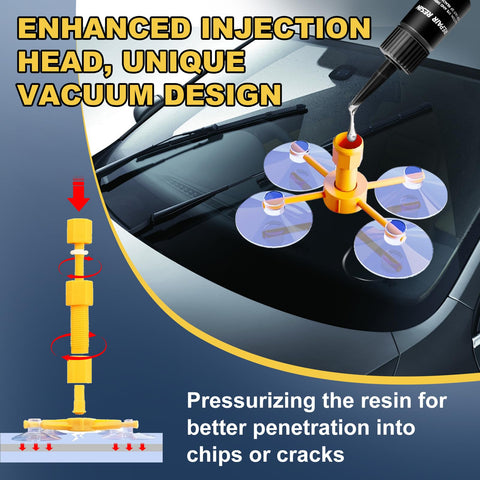 Windshield Chip Repair Kit with Fast Curing Resin for Quick Fix of Star Shaped and Bull Eye Cracks on Car Windows