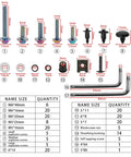 Ultimate 210-Piece Stainless Steel Fairing Bolt And Fastener Kit for Top Motorcycles with screws, nuts, and tools displayed.