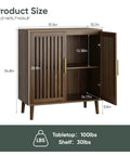 Must Have Farmhouse Style Sideboard Cabinet 31.5 Inch Wide With Slatted Doors And Adjustable Shelves Walnut Finish