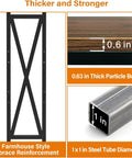 4 Tier Farmhouse Bakers Rack Heavy Duty Metal Wood Shelves Built Like A Tank Rock Solid X Brace Reinforcement side view with measurements