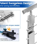 Patent swageless design for 20 Pack One Eighth Inch Swageless Invisible Cable Railing Kit No Crimp Needed Easy Install With Swageless Fittings Tensioners Hidden For 2x2 Metal Posts Stainless Steel 316 Deck Cable Railing System CB04