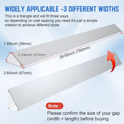 30 Inch Slide In Range Rear Filler Kit W10113901A dimensions and fit options illustration