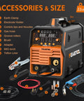 Front view of 6 In 1 MIG TIG Stick Welder With Gasless Flux Core MIG Gas MIG Lift TIG Spot Welding Spool Gun Ready