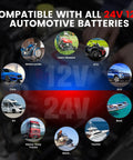 BST500 Car Battery Tester With Printer For 12V And 24V Rigs, Auto Battery Load Tester And Cranking Charging System Analyzer, Printed Diagnostic Reports For Cars, Trucks, SUVs, Motorcycles, RVs And More. Compatible with 12V and 24V automotive batteries for motorcycles, cars, SUVs, RVs, trucks, ATVs, boats and lawn mowers