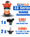 12V Diaphragm Pump Delivers 3.0 GPM At 45 PSI Self Priming Run Dry Safe includes strainer filter and pump fittings