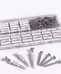 120 Piece Self Drilling Drywall Anchors And Screws Kit No 8 By One And One Quarter Inch Packed With Reinforced Nylon And Glass For Ultra Easy Install No Pilot Hole Required And Heavy Duty Holds Up To Seventy Five Lbs. kit in tray